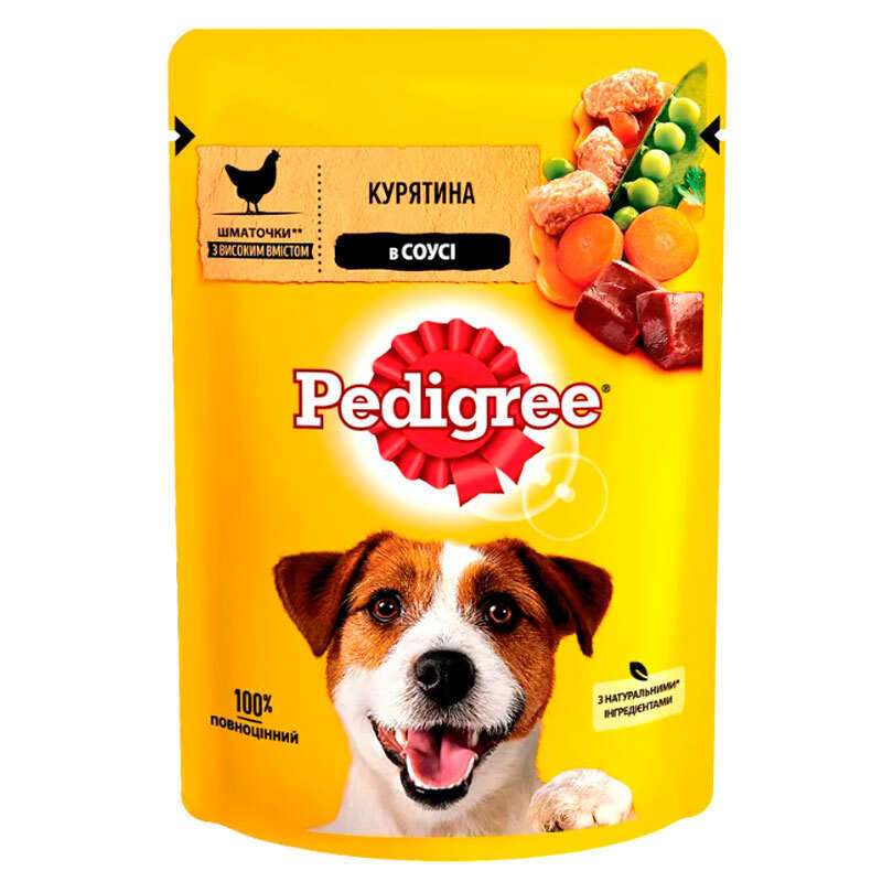 Pedigree Вологий корм (шматочки в соусі) з куркою для собак