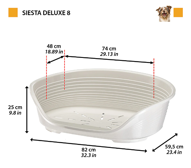 Пластиковий лежак для собак та котів Ferplast Siesta Deluxe 8 фіолетовий 82х59.5х25 см 70208923