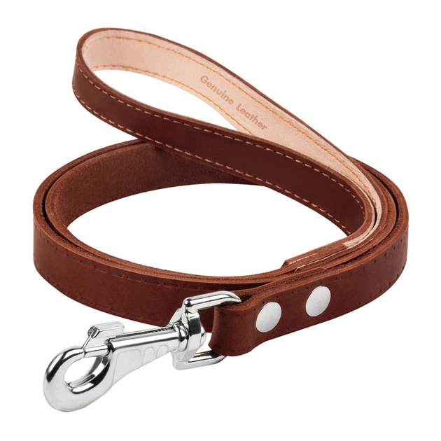 Повідець для собак Collar класичний шкіряний одинарний непрошитий коричневий розмір S ширина 14 мм довжина 122 см амуніція зі шкіри 04506