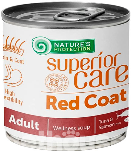 Nature's Protection (Нейчерес Протекшн) Red Coat All Breeds Adult Salmon & Tuna – Суп з лососем і тунцем для дорослих собак різних порід з рижим окрасом шерсті