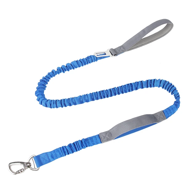 Без бренду Повідець для собак 125-190 см. з амортизатором та автомобільним кріпленням блакитний