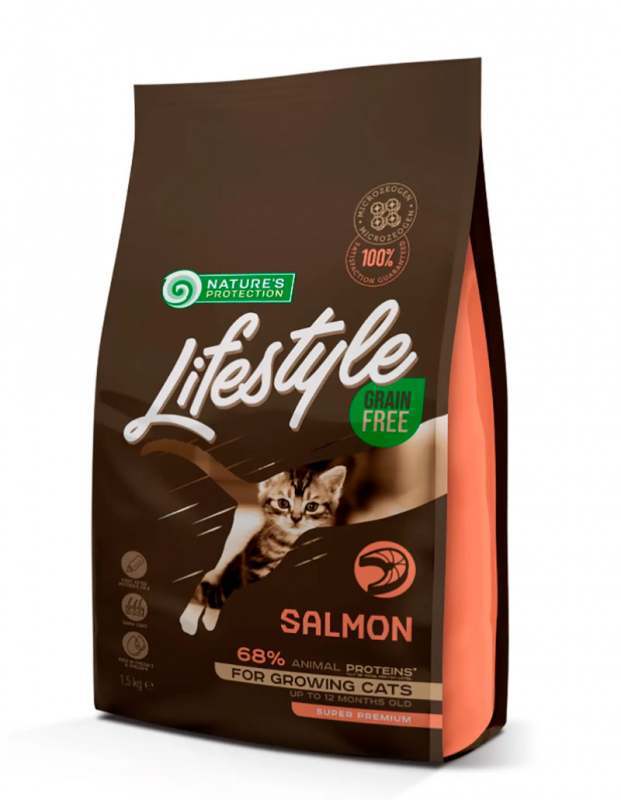 Nature's Protection Lifestyle Grain Free Salmon Kitten – Сухий беззерновий корм з лососем для кошенят