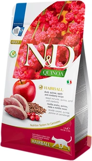 Сухий беззерновий корм Farmina N&D Quinoa Hairball Adult для дорослих кішок (качка/кіноа/яблуко/журавлина) 300 г (8010276041555)