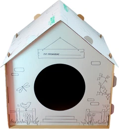 Будиночок для собак і кішок Lucky Pet ЕКО Будиночок "Вікенд" 45x45x45 см Білий (4820224213231)