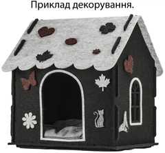 Будинок з фетру для собак і котів Фортнокс FX Home з подушкою 41х32х47 см Чорно-сірий (2820000011718)