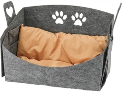 Лежанка-кошик з подушкою для собак та кішок Фортнокс FX Home Eco 48х26х33 см Сірий (Подушка карамель) (2820000018014)