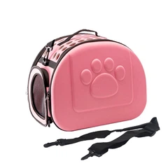 Переноска для котів/собак до 6 кг складна зі шлейкою через плече EVA Pet Care рожева (GS-64463)