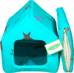 Будиночок для собак і кішок Lucky Pet Джессі №2 34 x 39 x 38 см Бірюзовий (4820224211985)