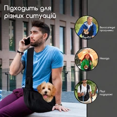 Без бренду Сумка-слінг переноска для котів і собак до 12 кг через плече - Чорний