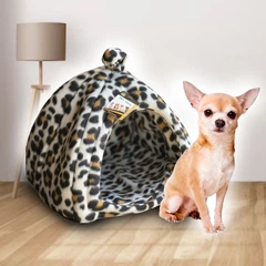 Без бренду М'який флісовий будиночок для собак і кішок Pet Hut 24х28 леопардовий (NA-305)