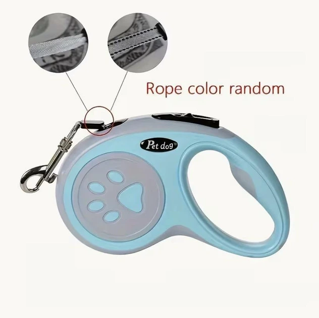Petify Автоматичний повідець-рулетка для собак і котів Pet Dog Retractable Leash Блакитний нейлон 3 м, однокнопкове гальмо/фіксація, металевий карабін (антикорозійний), для малих і середніх порід, Артикул ТМ