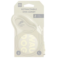 Без бренда Повідець-рулетка для собак WAUDOG R-leash Monochrome White, L, до 50 кг, 5 м, світловідбивна стрічка, біла