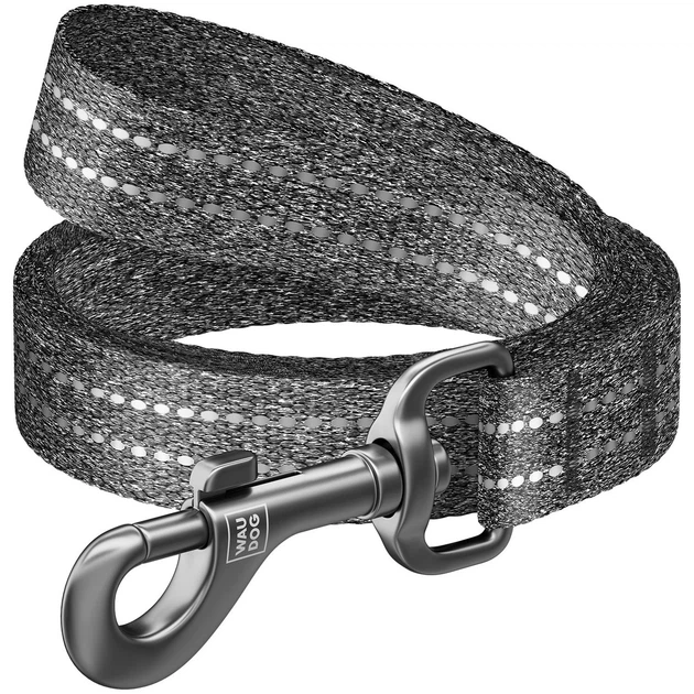 Collar Повідець 150 см 15 мм Waudog Re-cotton сірий з відновленої бавовни для собак