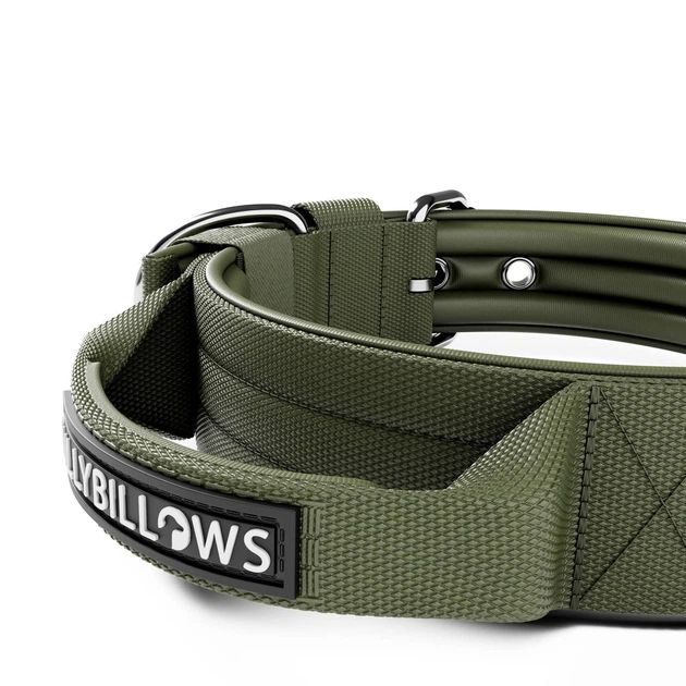 Надміцний нашийник для собак з ручкою BullyBillows Pin Collar Handle 4 cm L: 40 мм, ОШ 50-58 см Зелений