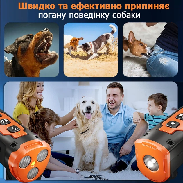 Без бренду Потужний ультразвуковий відлякувач собак B30 акумуляторний з 3-ма випромінювачами та дальністю до 15 м