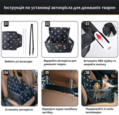 Водонепроникна складна переноска Lollimeow автогамак для перевезення тварин в автомобілі автокрісло для собак і кішок (PLPG217)