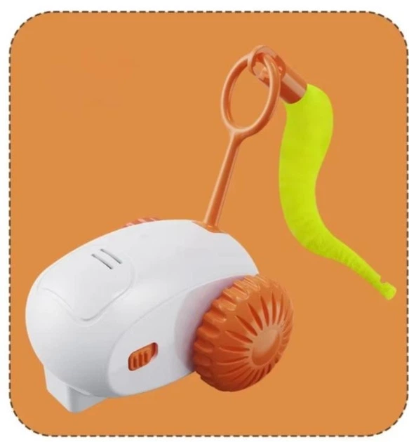 And Іграшка мишка для котів рухома машинка з пір'ям Drift Pet Toy Car EG-611 Помаранчева
