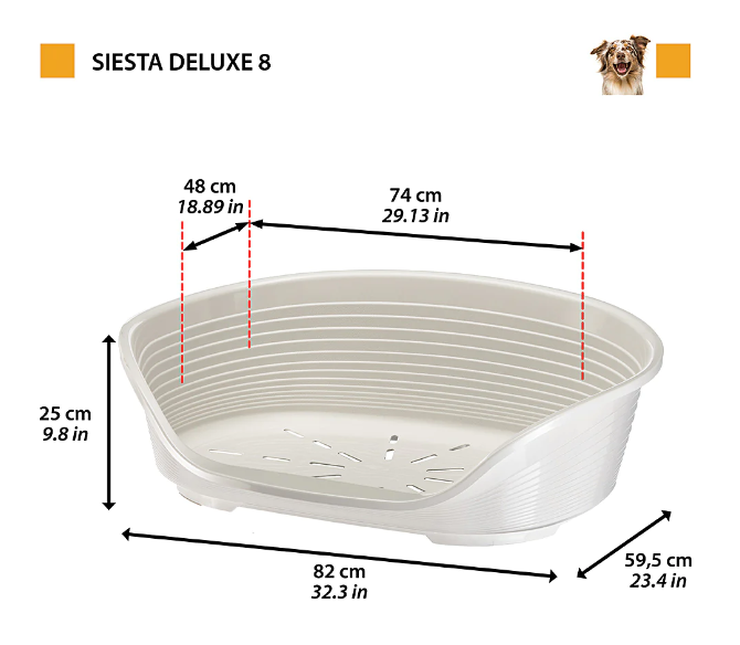Пластиковий лежак для собак та котів Ferplast Siesta Deluxe 8 білий 82х59.5х25 см 70208911