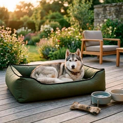 Вулична лежанка для великих собак BOSYAK Outdoor Waterproof 110x85 Хакі (20-35 кг)
