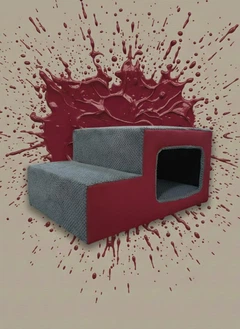 Без бренду Драбинка , сходинки для собачок 55*40*28 темно сірий з бордо ліві