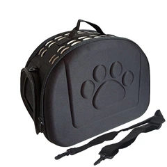 Переноска для котів/собак до 6 кг складна зі шлейкою через плече EVA Pet Care чорна (GS-64485)