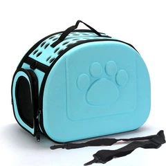 Переноска для котів/собак до 6 кг складна зі шлейкою через плече EVA Pet Care блакитна (GS-64451)