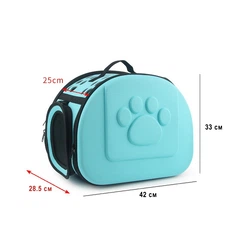 Переноска для котів/собак до 6 кг складна зі шлейкою через плече EVA Pet Care блакитна (GS-64451)