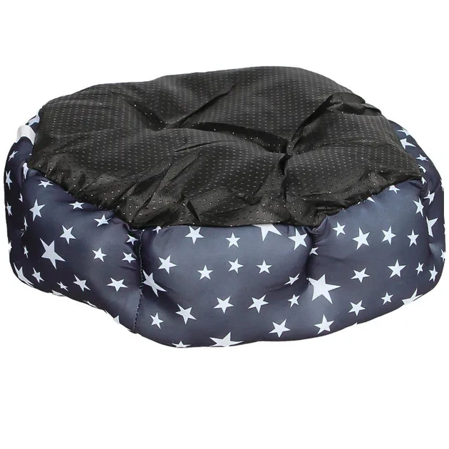 Lesko Лежак для котів собак SY-2022-1208 Blue Stars M круглий