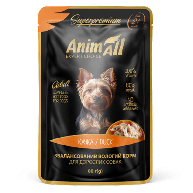 AnimAll Вологий корм (шматочки в соусі) з качкою для собак