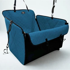 Your Stylish Hunter Автогамак для собак Comfort Mini Blue на 1/2 заднього сидіння, водонепроникний, міцний, зі знімними бортиками, автомобільний чохол для перевезення собаки в авто, колір морська хвиля, SKU 005215, Your