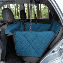 Your Stylish Hunter Автогамак для собак Comfort Mini Blue на 1/2 заднього сидіння, водонепроникний, міцний, зі знімними бортиками, автомобільний чохол для перевезення собаки в авто, колір морська хвиля, SKU 005215, Your