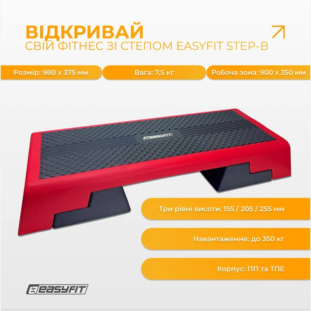 Степ для аеробіки 3-ступінчастий EasyFit