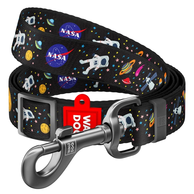 Повідець для собак нейлоновий WAUDOG Nylon «NASA», регульований, L–XXL, ширина 25 мм, довжина 152–183 см, арт. 5314