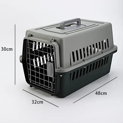 Fat Cat Переноска для котів і собак 48х32х30 см Контейнер для авіаперевезень тварин до 9 кг Сірий з чорним ( IBA025SB )
