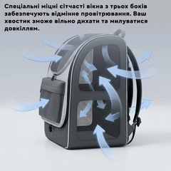Рюкзак для переноски тварин Inspire HelloCat 37 х 25 х 34 см Grey (HelloCat-grey)