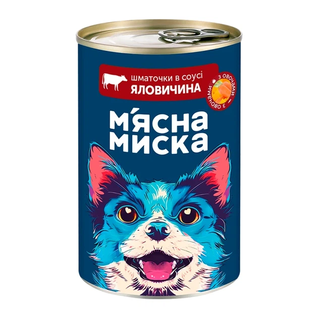 М'ясна миска шматочки в соусі яловичина з овочами для дорослих собак 1240г