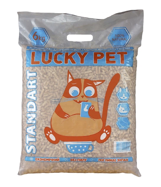 Наповнювач Lucky Pet Standart деревний для туалетів домашніх тварин, 6 кг