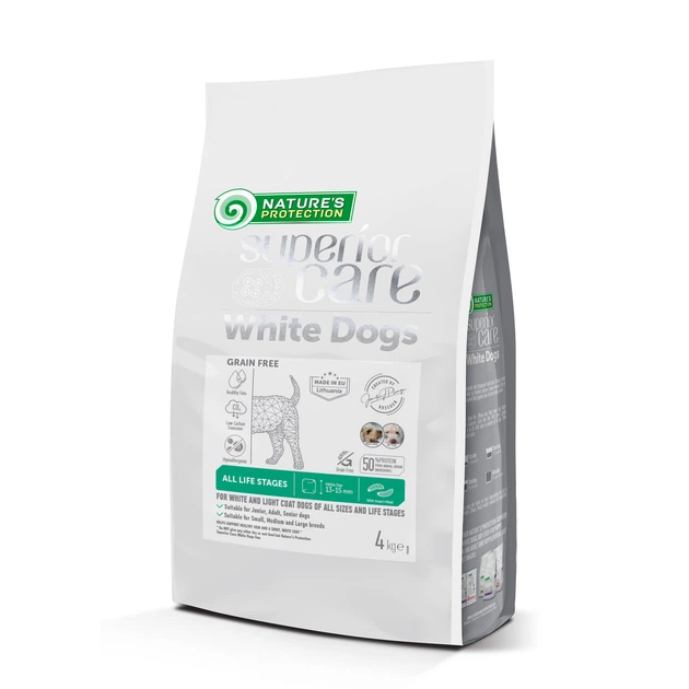 Сухий беззерновий корм Nature's Protection Superior Care White Dogs Grain Free Insect All Sizes and Life Stages для собак всіх розмірів і вікових груп з білками комах 4 кг (арт NPSC47600)