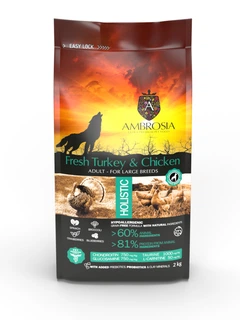 Ambrosia Grain Free Dog Adult For Large Breeds Fresh Turkey & Chicken - Сухий беззерновий корм зі свіжою індичкою та куркою для дорослих собак великих порід