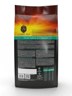 Ambrosia Grain Free Dog Adult For Large Breeds Fresh Turkey & Chicken - Сухий беззерновий корм зі свіжою індичкою та куркою для дорослих собак великих порід