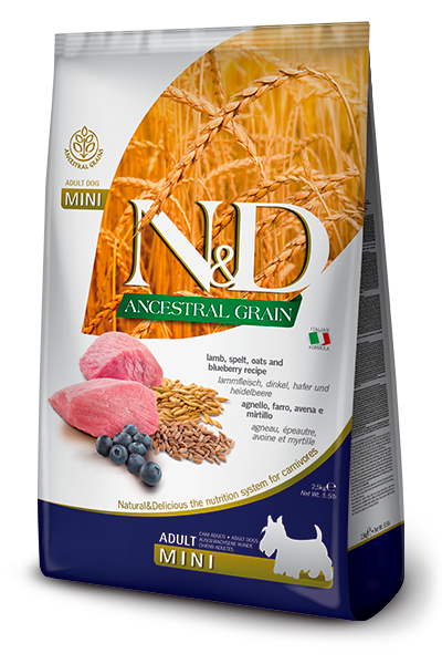 Farmina N&D Ancestral Grain Lamb&Blueberry Mini Низькозерновий корм для собак малих порід з ягням та чорницею 7 кг