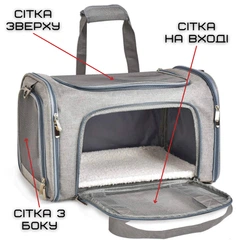 Royal Want Сумка переноска для кота та собаки до 7 кг з кріпленнями складана з флісовим пледом для подорожей (578418)