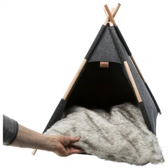 Лежак м'яке місце вігвам "Cave Tipi" Trixie 55см × 65см × 55см нековзне дно антрацит (TX-36275)