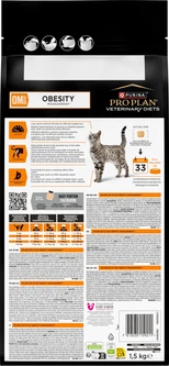 Сухий дієтичний корм Purina Pro Plan для дорослих котів для зниження надмірної маси тіла VETERINARY DIETS OM Obesity Management St/Ox з куркою 1.5 кг (7613035159211)