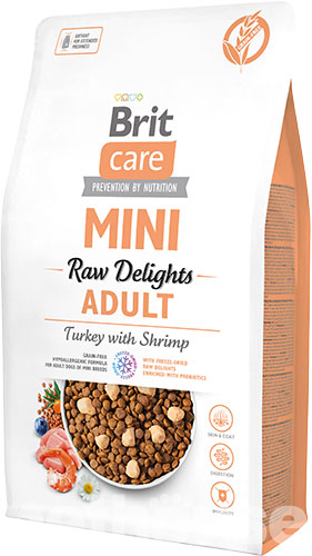 Brit Care Mini Raw Delights Turkey with Shrimp - Сухий беззерновий корм з індичкою та креветкою для дорослих собак малих порід
