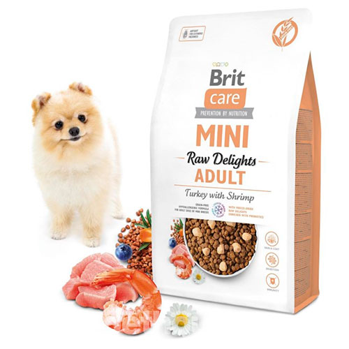 Brit Care Mini Raw Delights Turkey with Shrimp - Сухий беззерновий корм з індичкою та креветкою для дорослих собак малих порід