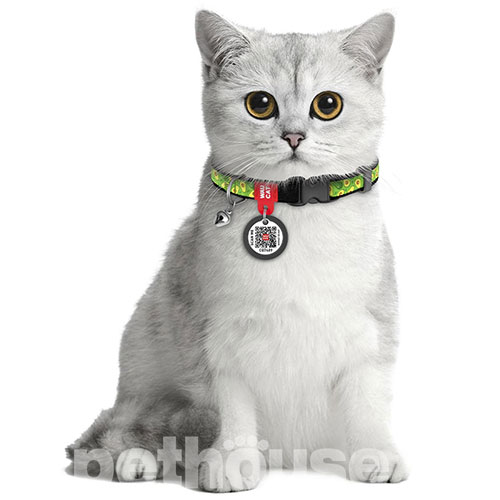 WauCat Nylon Нашийник "Авокадо" з QR-паспортом для котів