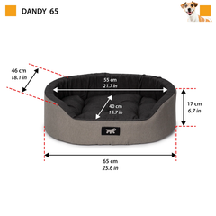 Лежак для собак та кішок Ferplast Dandy C Colour 65 65x46x17 см Сірий з чорним (82943095W6)