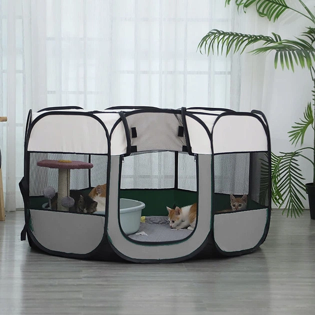 Без бренду Складний текстильний манеж для тварин 75 x 75 x 45 см