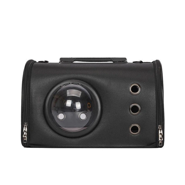 Сумка з ілюмінатором для переноски котів і собак 42x27x25 см CosmoPet CP-19 Black (штучна шкіра)